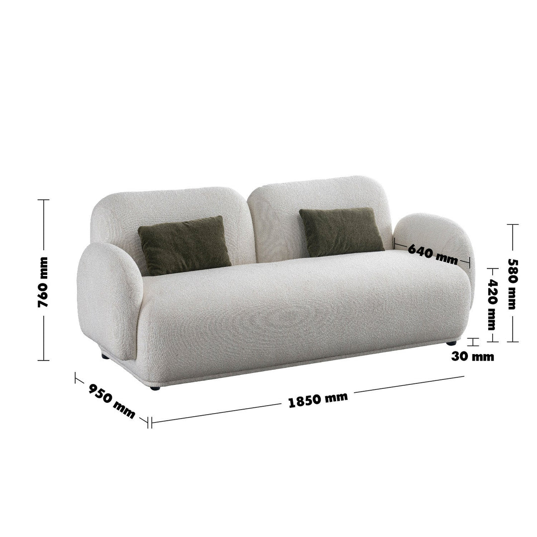 Cream Boucle Fabric 2 Seater Sofa PLUUM