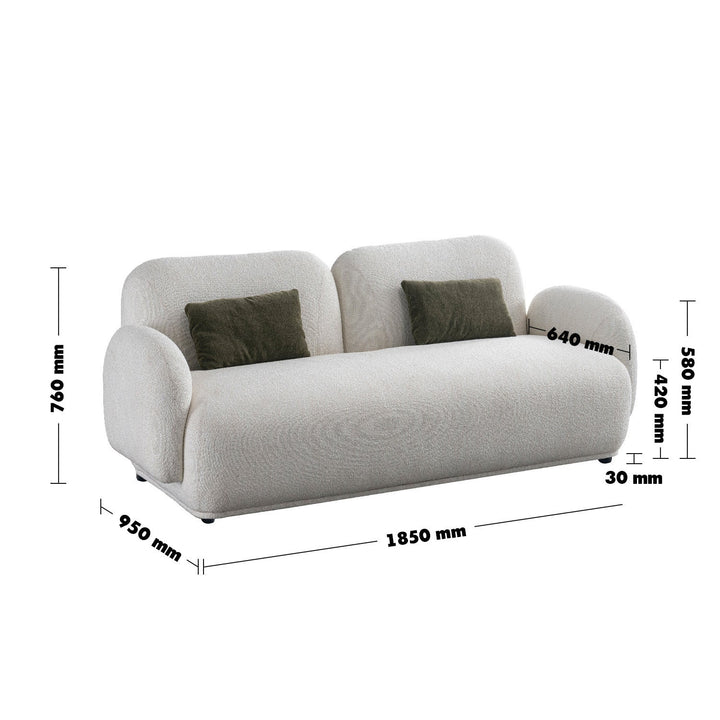 Cream Boucle Fabric 2 Seater Sofa PLUUM