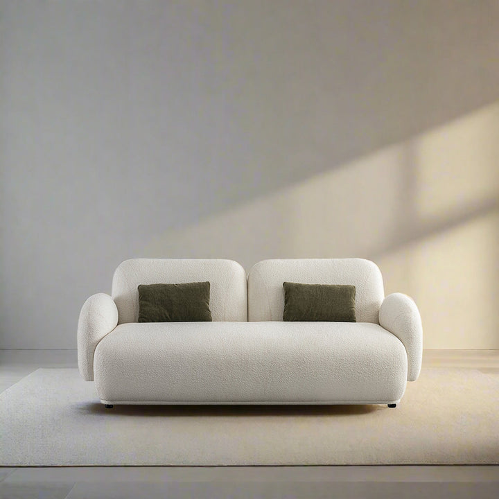 Cream Boucle Fabric 2 Seater Sofa PLUUM