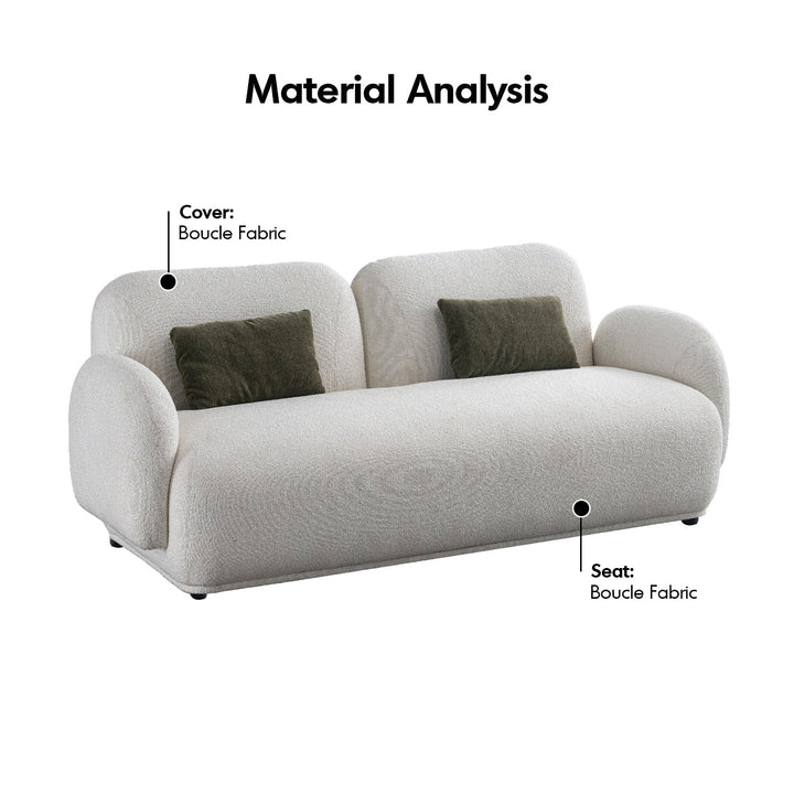 Cream Boucle Fabric 2 Seater Sofa PLUUM