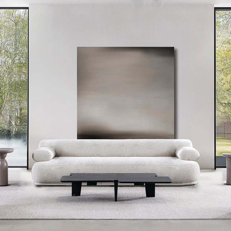 Cream boucle fabric 3 seater sofa mochi primary product view.