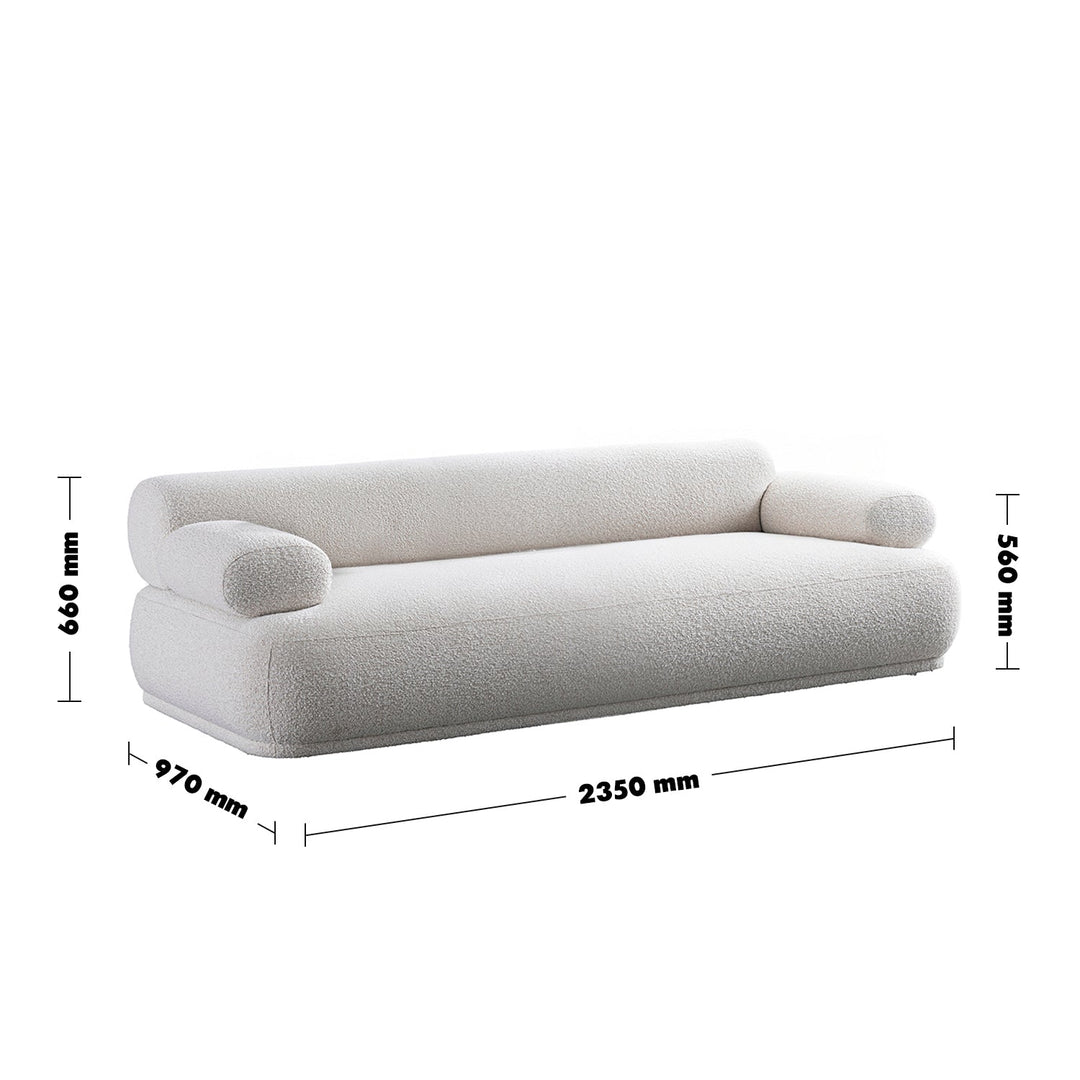 Cream Boucle Fabric 3 Seater Sofa MOCHI