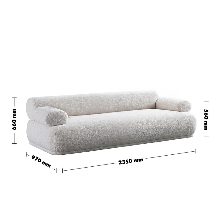 Cream boucle fabric 3 seater sofa mochi size charts.