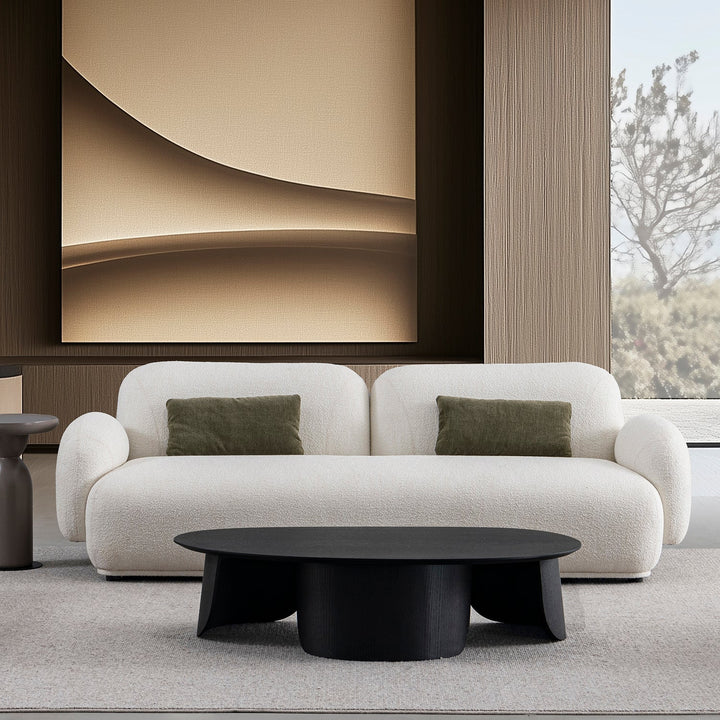 Cream Boucle Fabric 3 Seater Sofa PLUUM