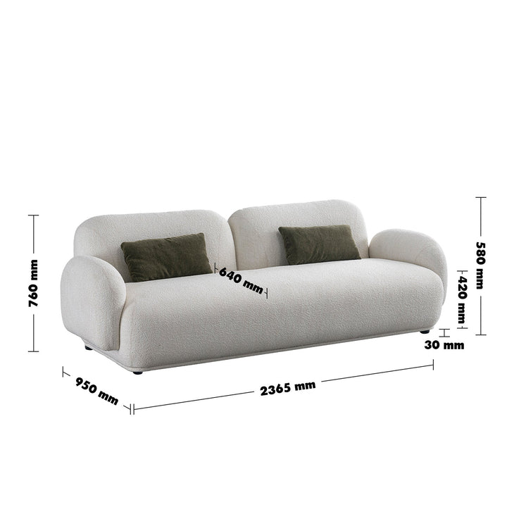 Cream Boucle Fabric 3 Seater Sofa PLUUM