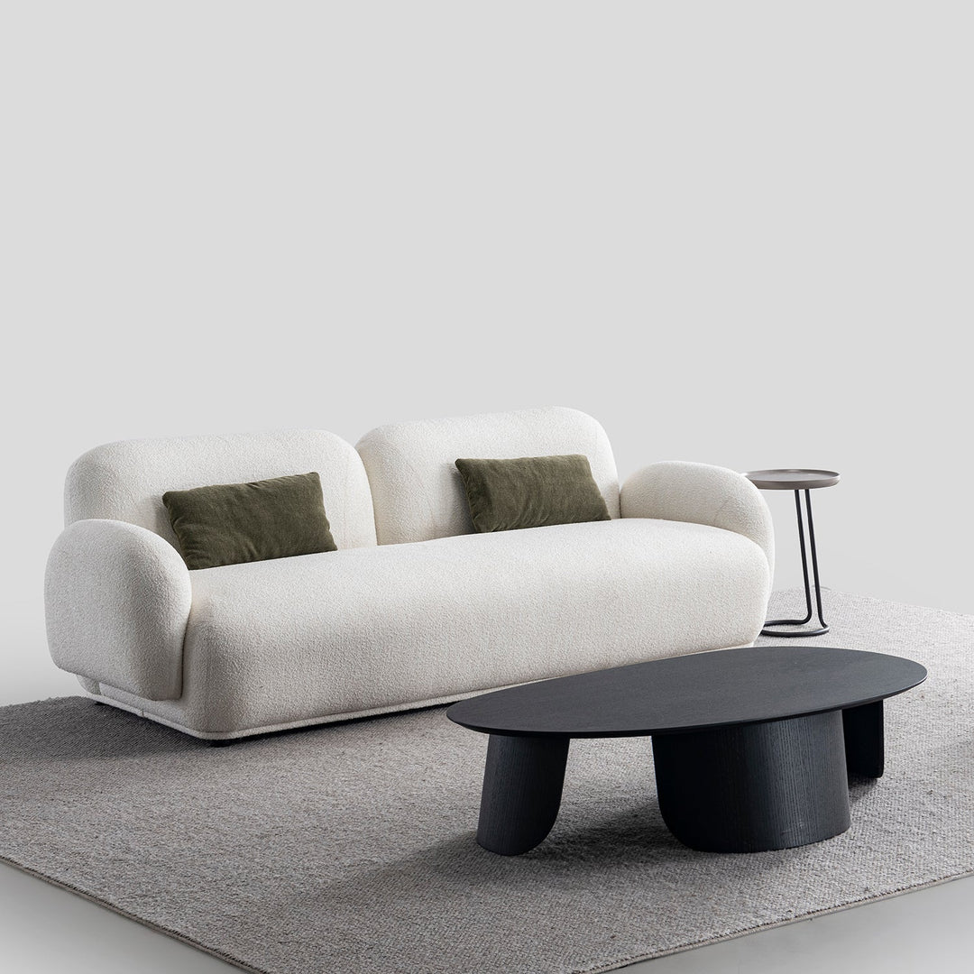 Cream Boucle Fabric 3 Seater Sofa PLUUM