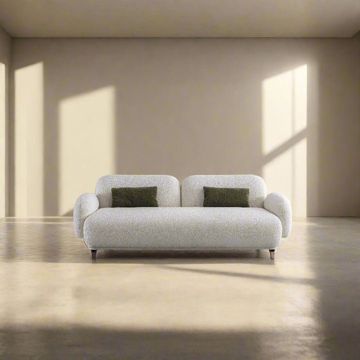 Cream Boucle Fabric 3 Seater Sofa PLUUM