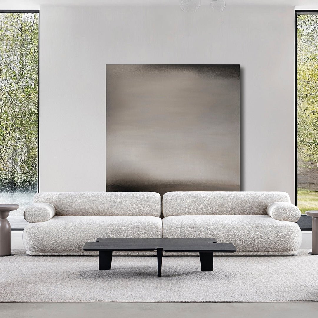 Cream boucle fabric 4 seater sofa mochi primary product view.