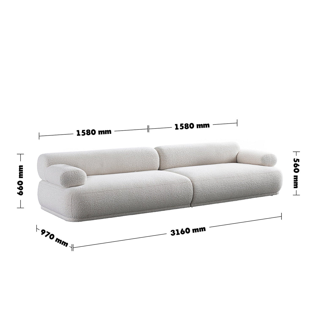Cream Boucle Fabric 4 Seater Sofa MOCHI