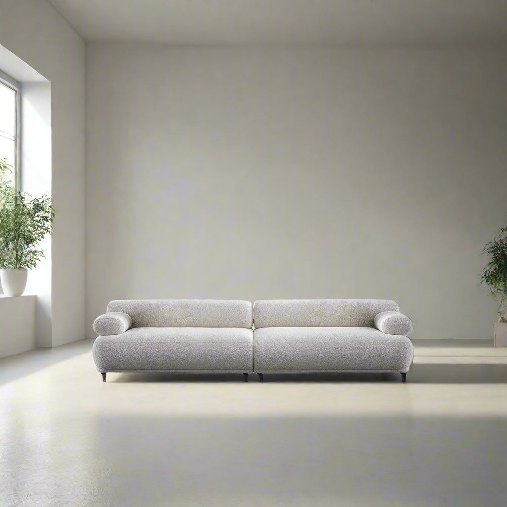 Cream Boucle Fabric 4 Seater Sofa MOCHI