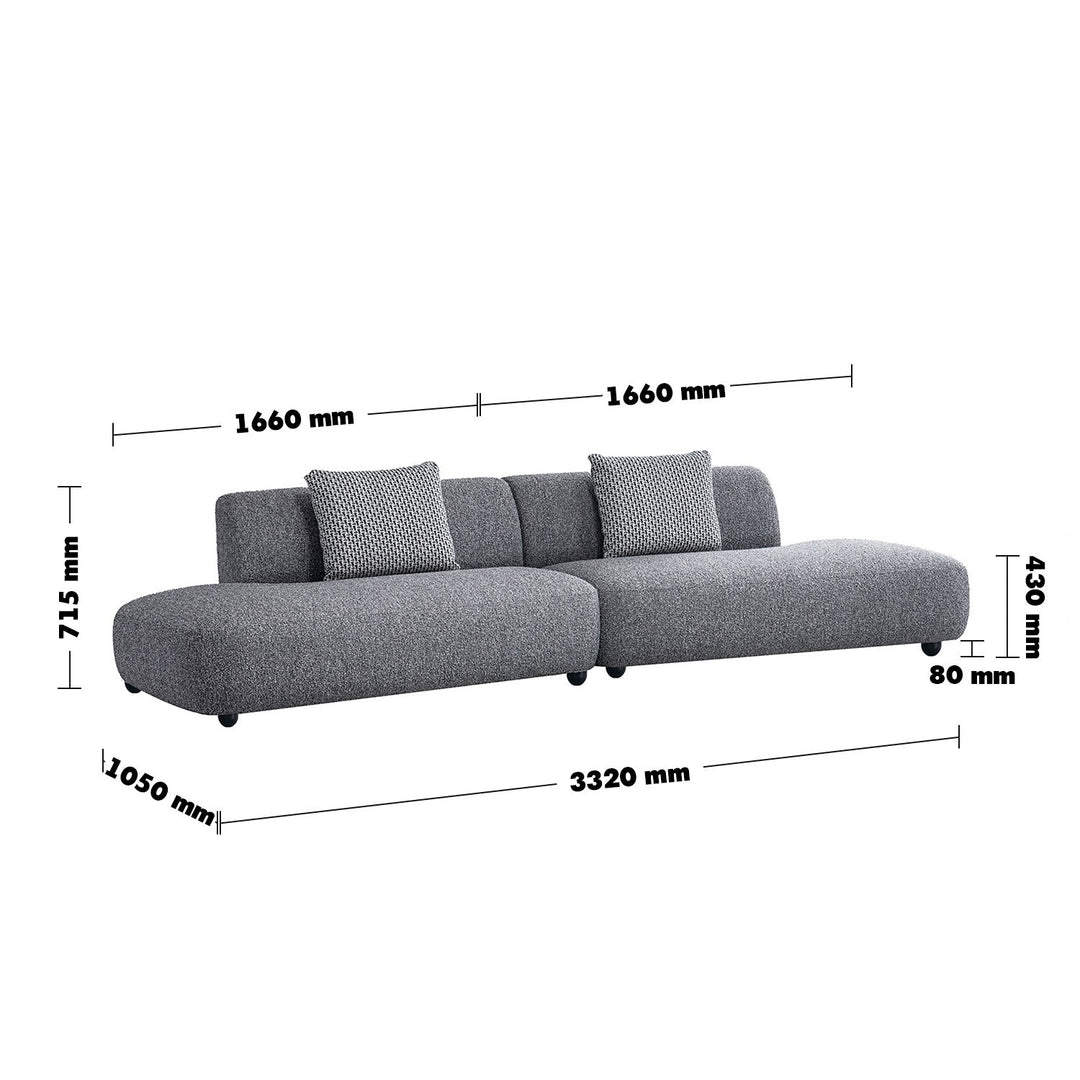 Cream Boucle Fabric 5 Seater Sofa VUUM