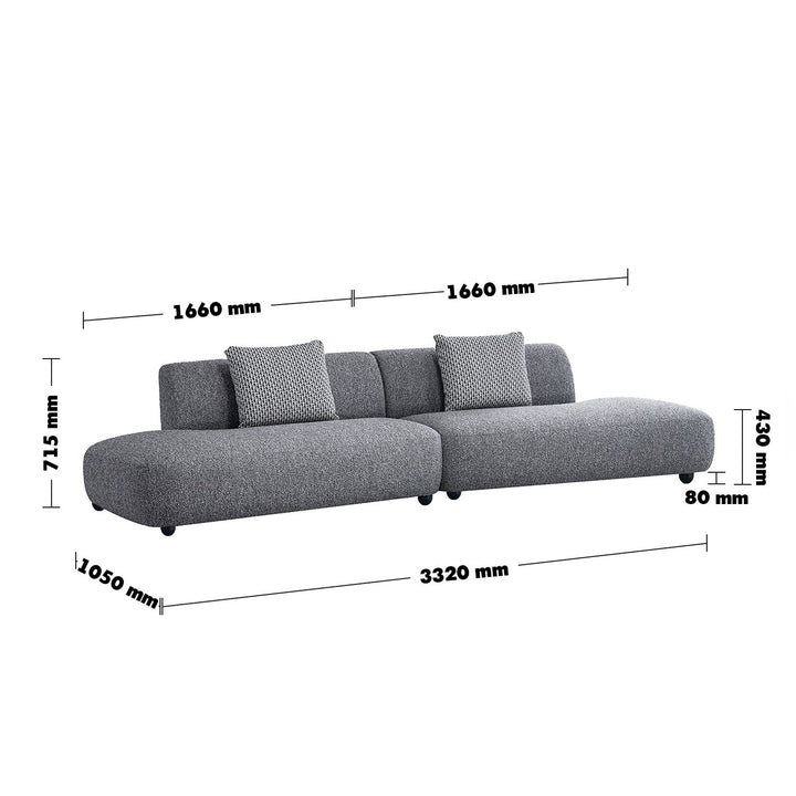 Cream Boucle Fabric 5 Seater Sofa VUUM