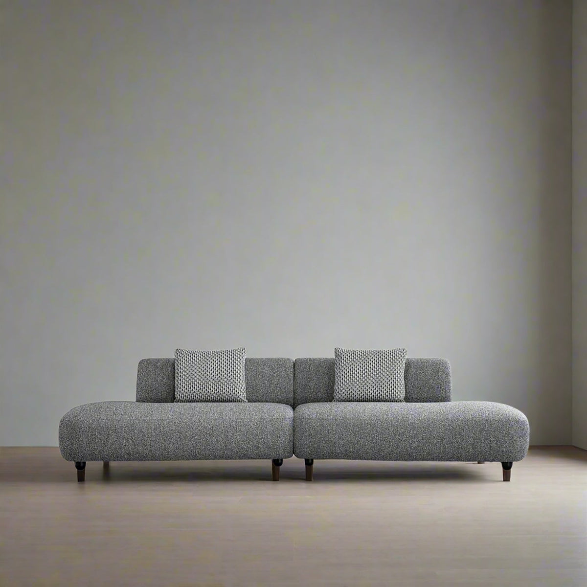 Cream boucle fabric 5 seater sofa vuum color swatches.