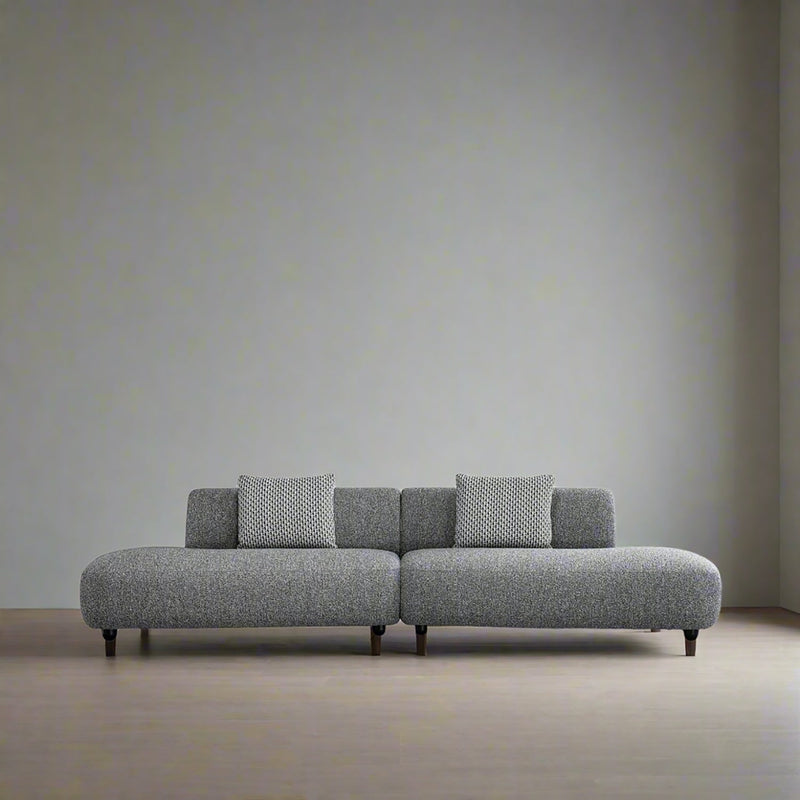 Cream boucle fabric 5 seater sofa vuum color swatches.