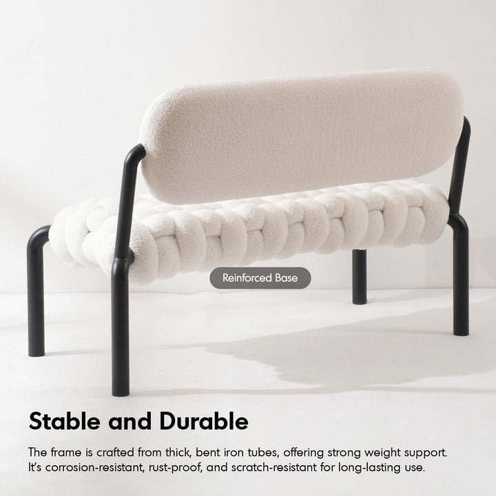 Cream Boucle Fabric Dining Bench SOUFFLE