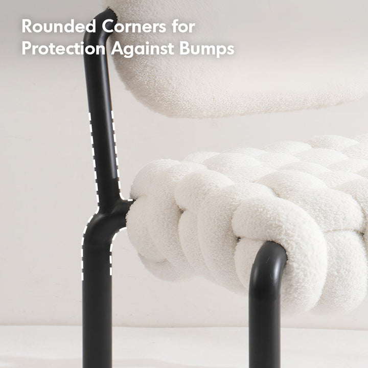 Cream Boucle Fabric Dining Bench SOUFFLE