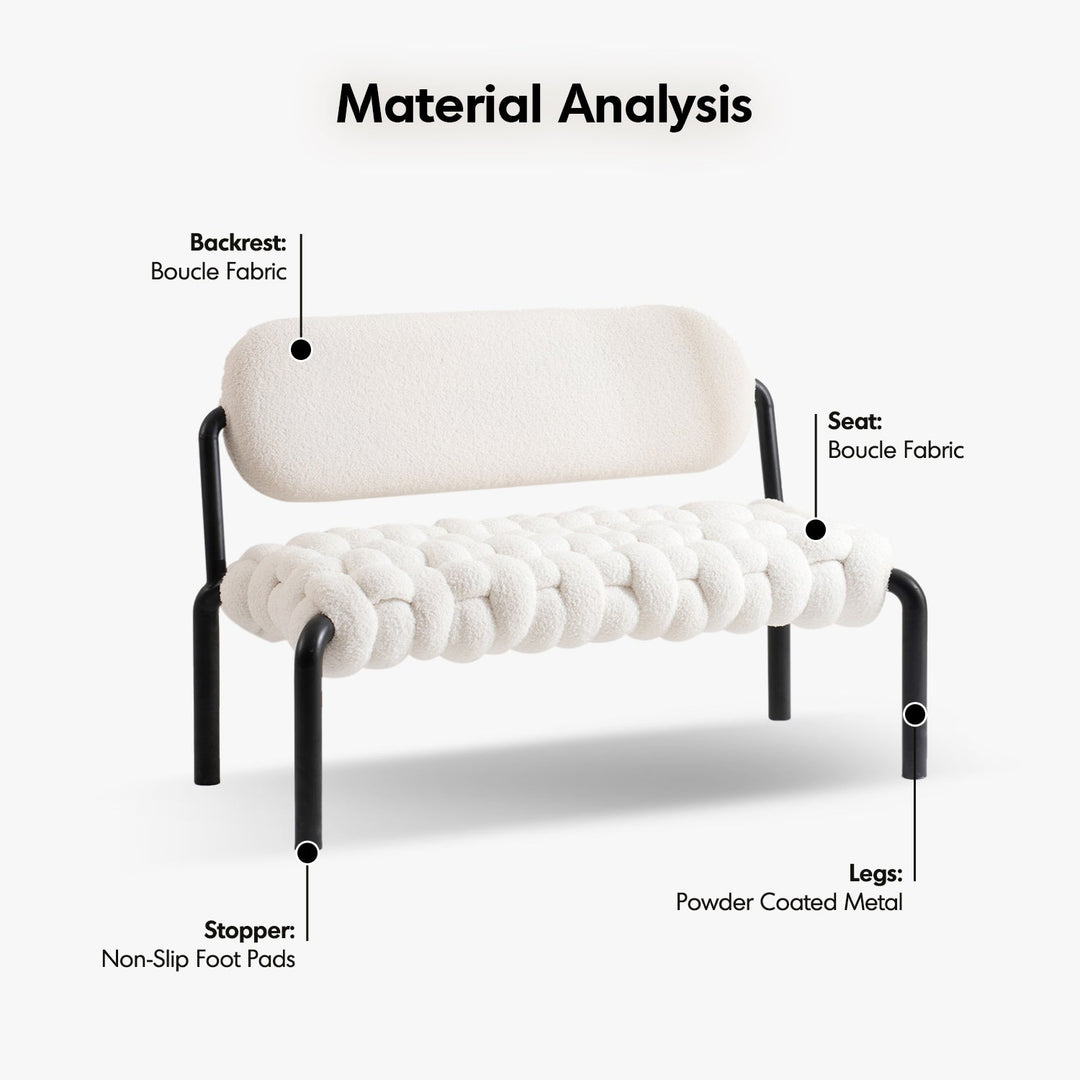 Cream Boucle Fabric Dining Bench SOUFFLE