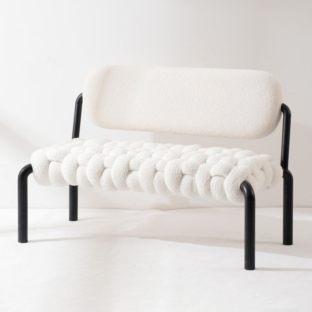 Cream Boucle Fabric Dining Bench SOUFFLE