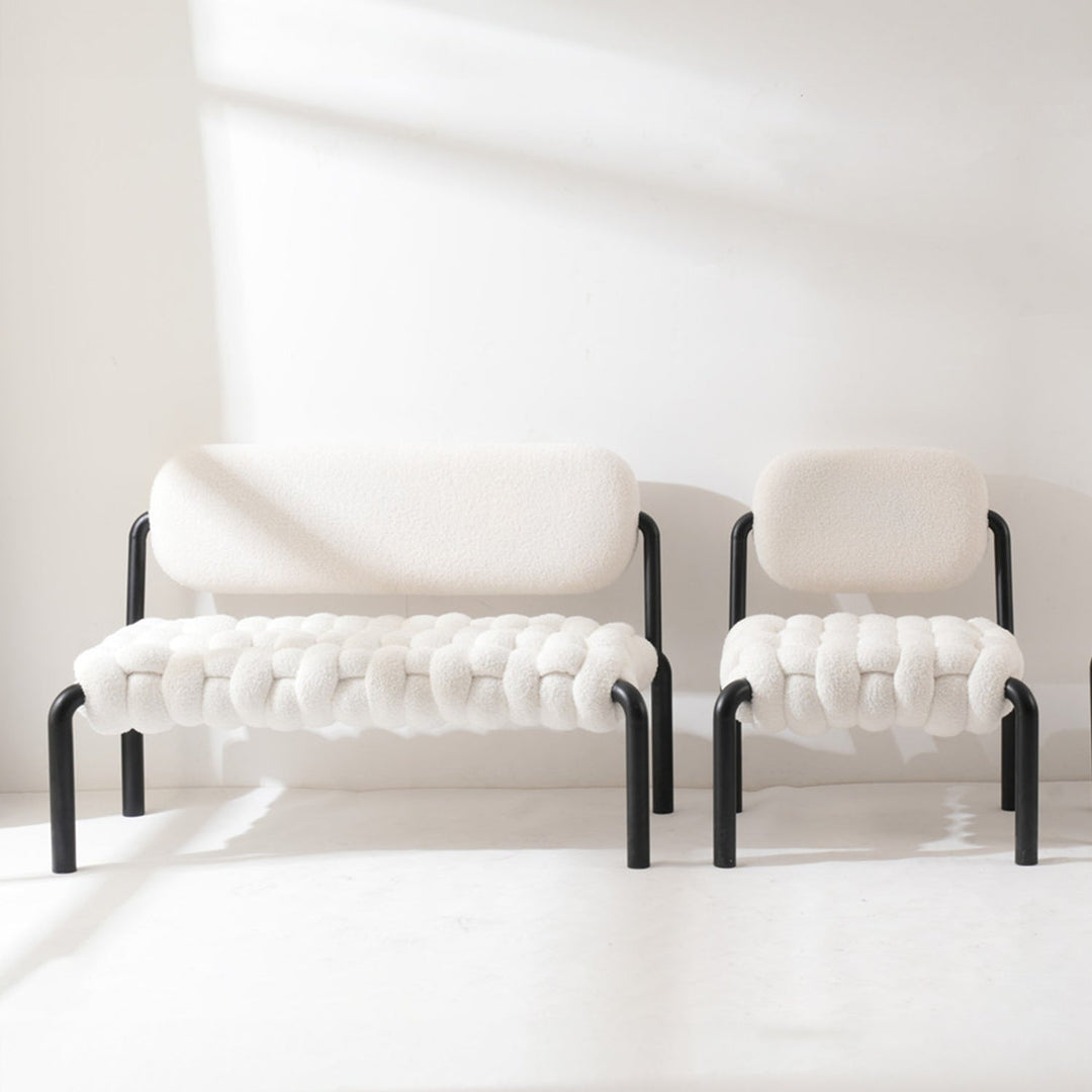 Cream Boucle Fabric Dining Bench SOUFFLE