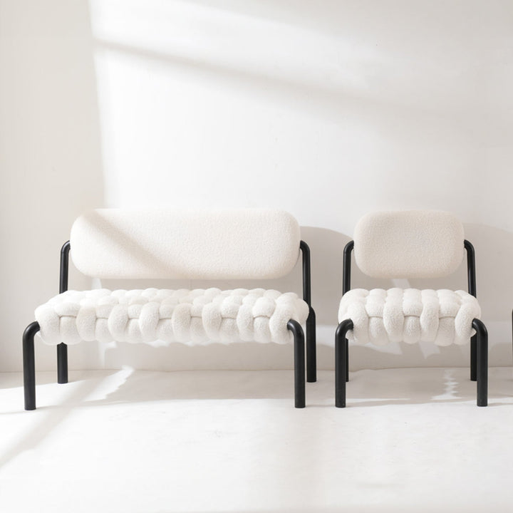 Cream Boucle Fabric Dining Bench SOUFFLE