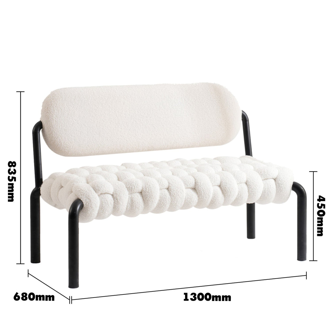 Cream Boucle Fabric Dining Bench SOUFFLE