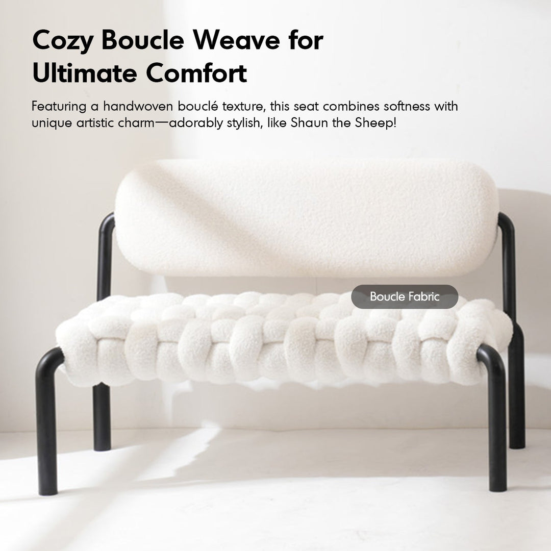 Cream Boucle Fabric Dining Bench SOUFFLE