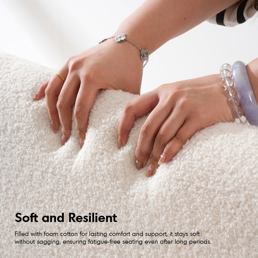 Cream Boucle Fabric Dining Bench SOUFFLE