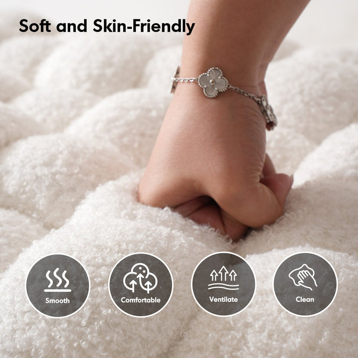 Cream Boucle Fabric Dining Bench SOUFFLE