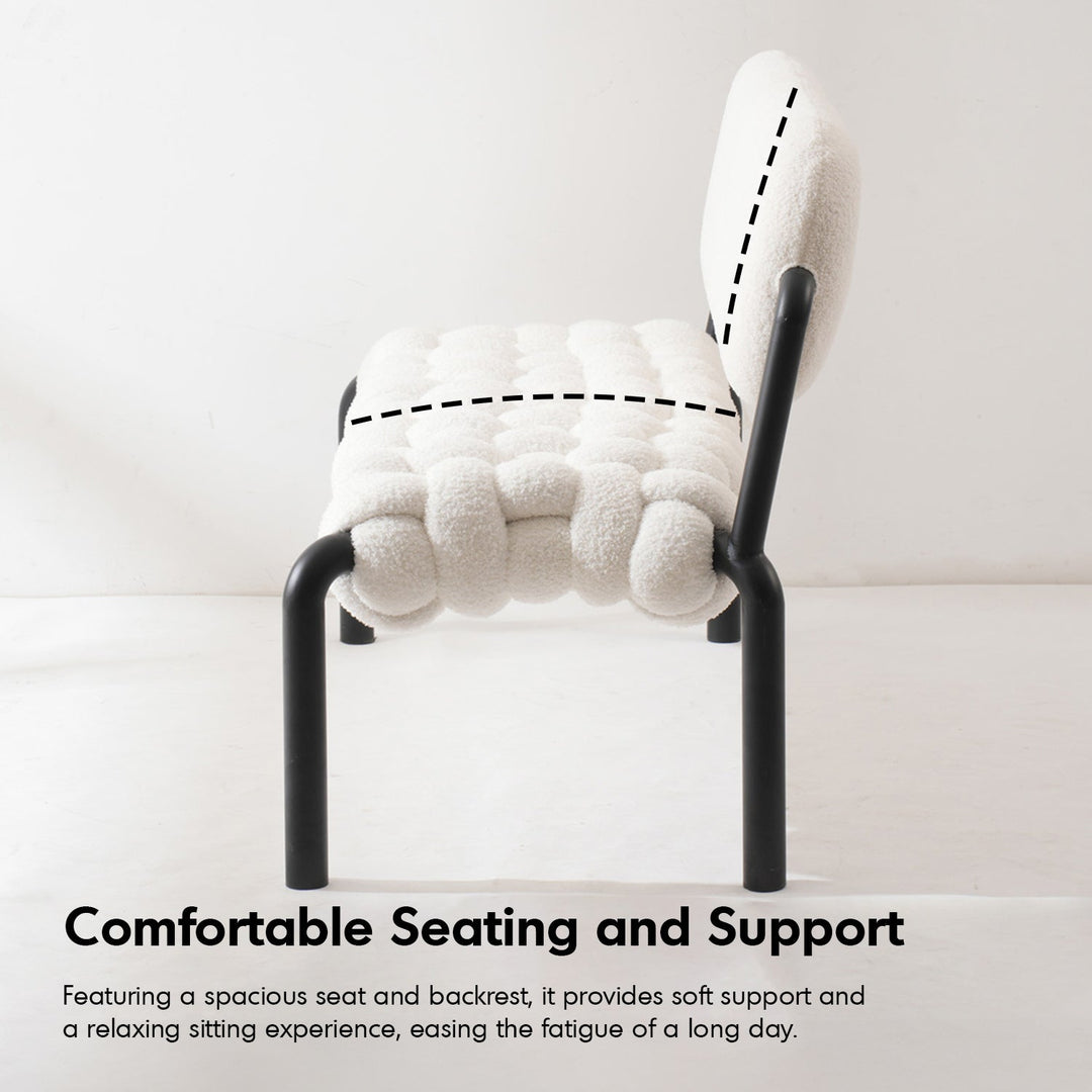 Cream Boucle Fabric Dining Bench SOUFFLE