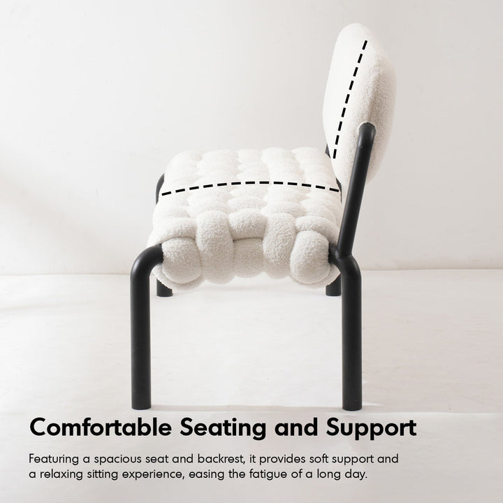 Cream Boucle Fabric Dining Bench SOUFFLE