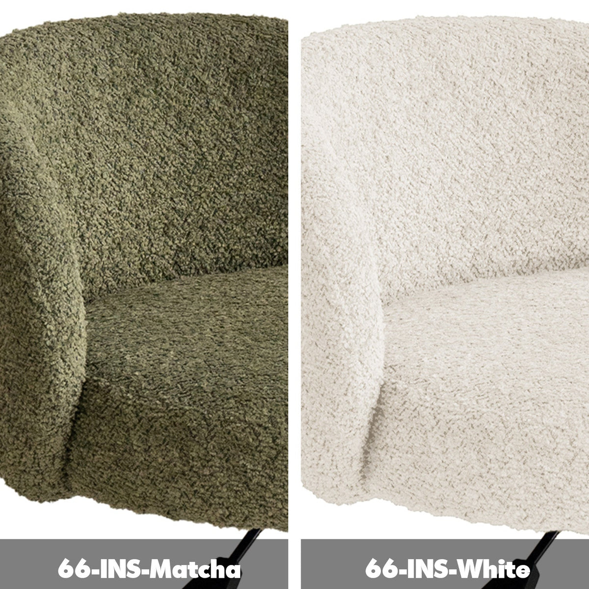 Cream boucle fabric office chair ins color swatches.