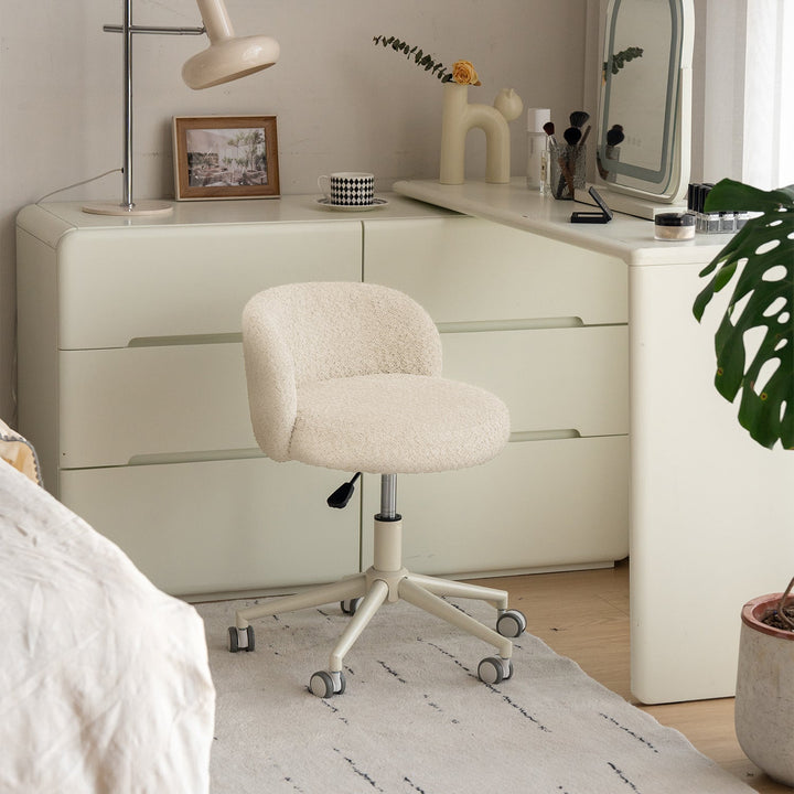 Cream Boucle Fabric Office Chair INS
