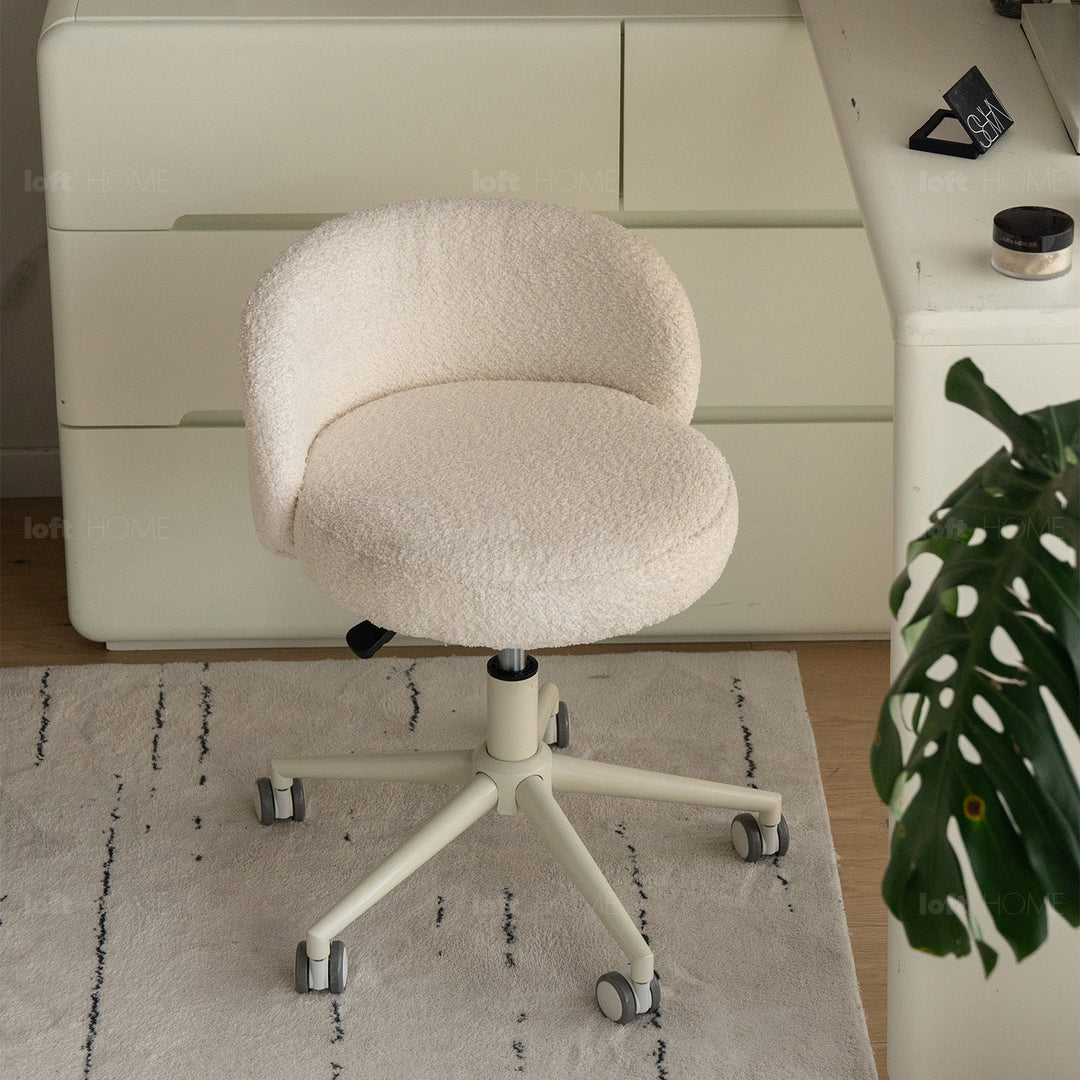 Cream Boucle Fabric Office Chair INS
