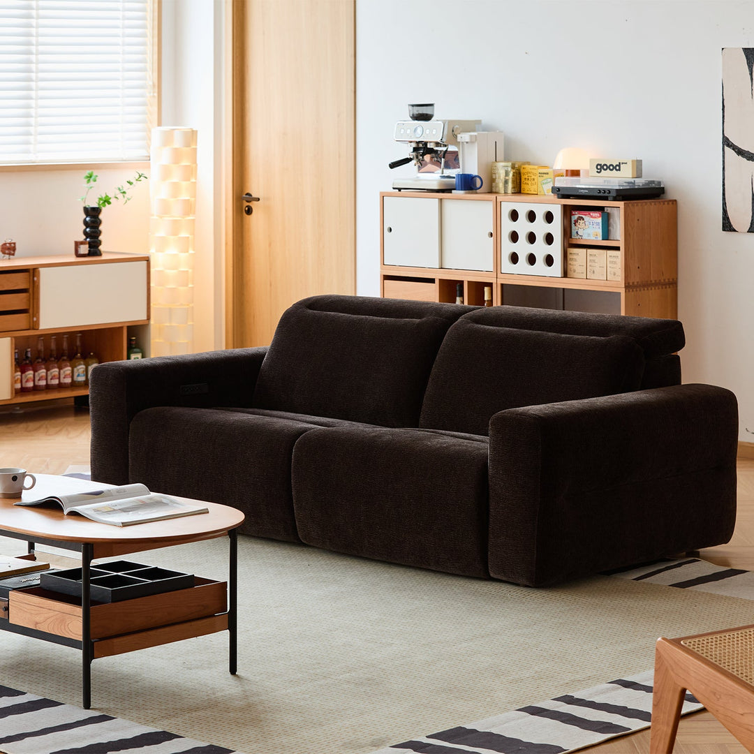 Cream Chenille Velvet Fabric Electric Recliner 2 Seater Sofa LOLO