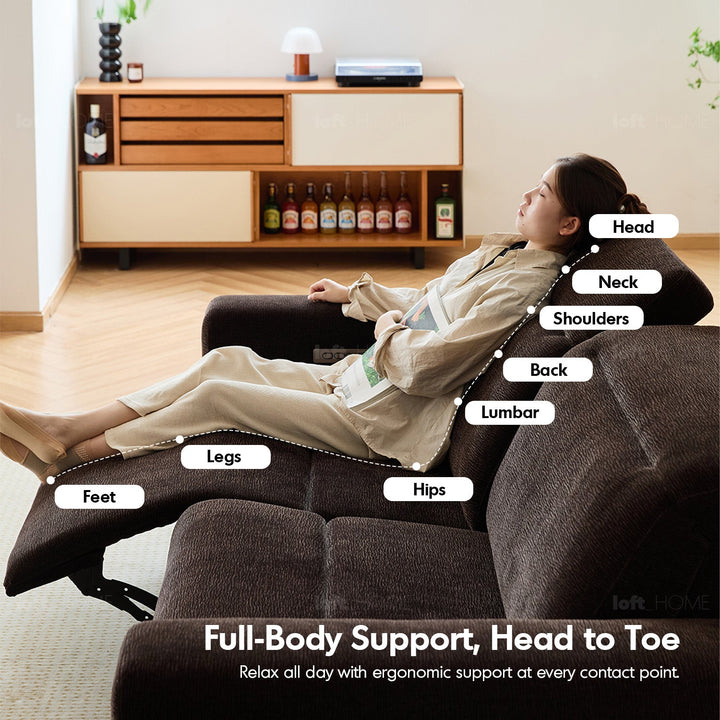 Cream Chenille Velvet Fabric Electric Recliner 2 Seater Sofa LOLO