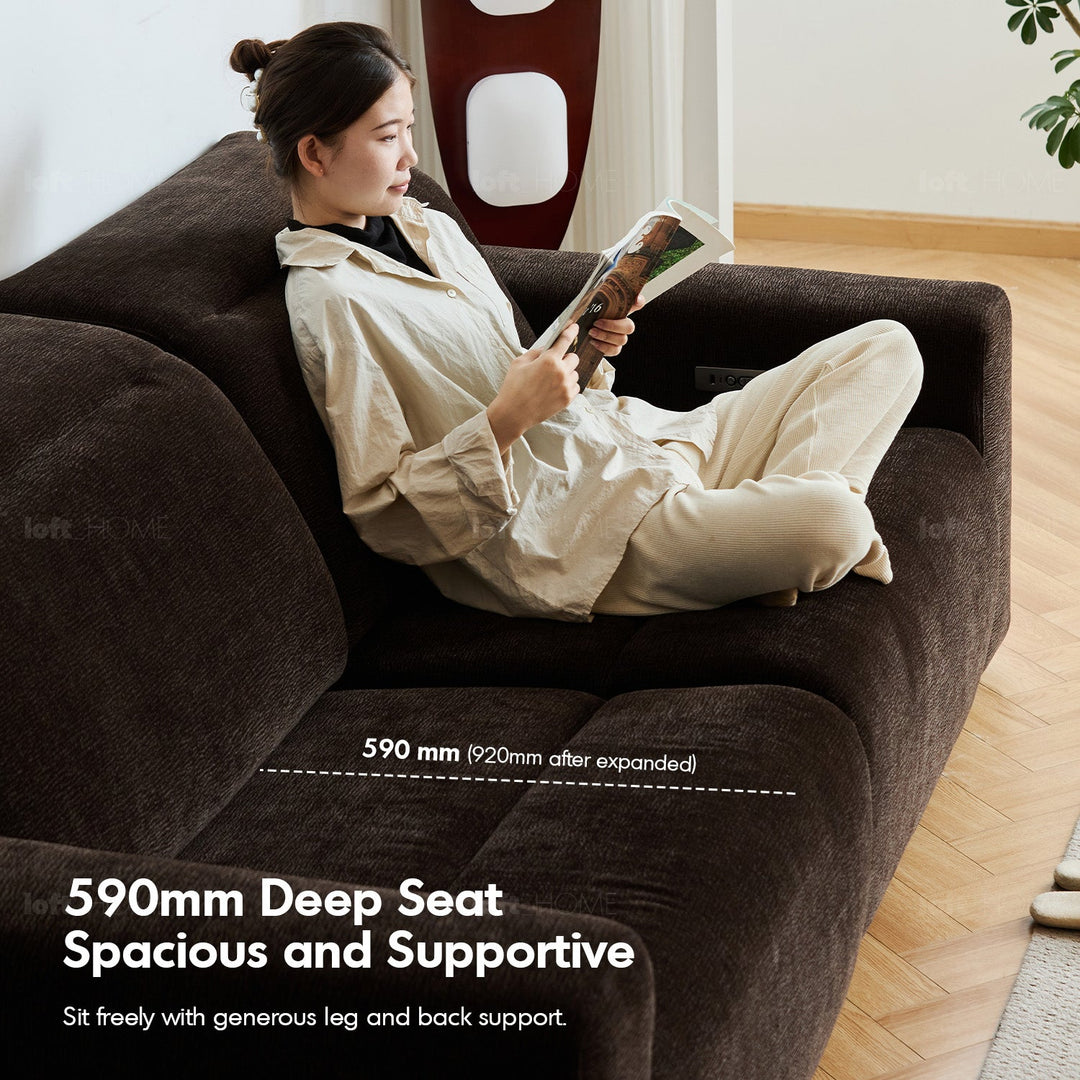 Cream Chenille Velvet Fabric Electric Recliner 2 Seater Sofa LOLO