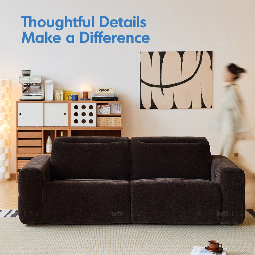 Cream Chenille Velvet Fabric Electric Recliner 2 Seater Sofa LOLO