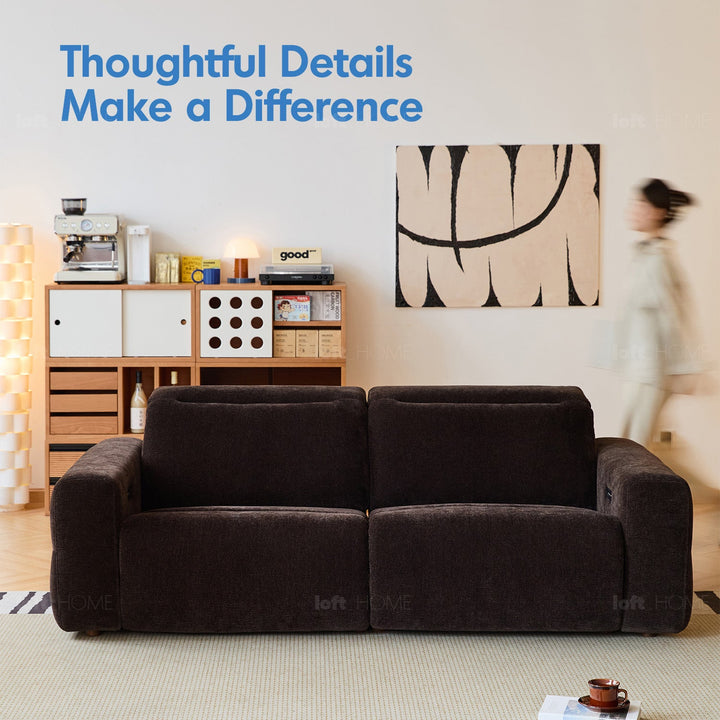 Cream Chenille Velvet Fabric Electric Recliner 2 Seater Sofa LOLO