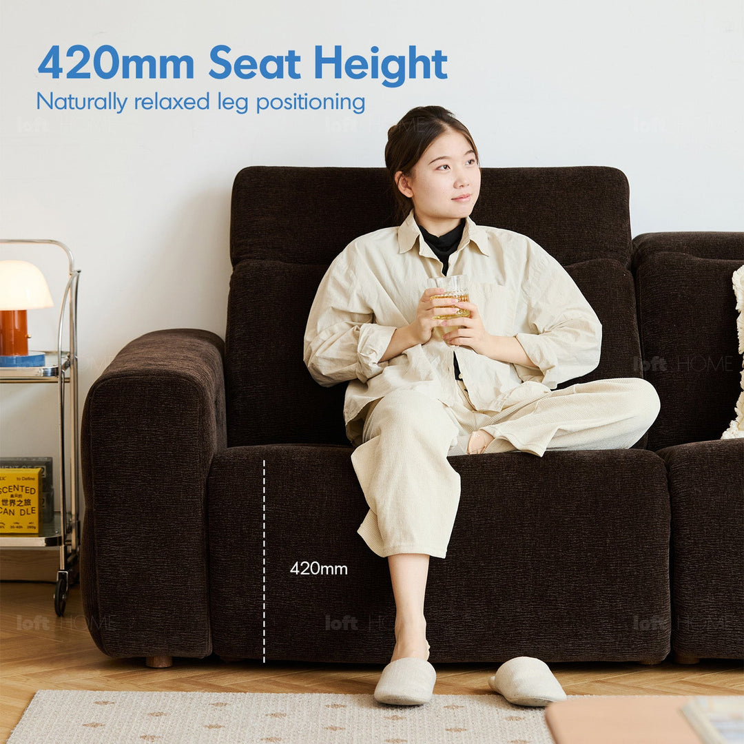 Cream Chenille Velvet Fabric Electric Recliner 2 Seater Sofa LOLO