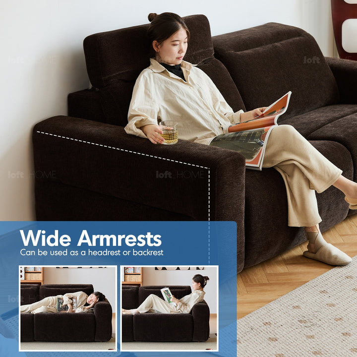 Cream chenille velvet fabric electric recliner 2 seater sofa lolo detail 14.