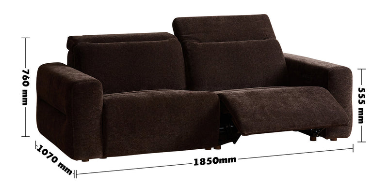Cream Chenille Velvet Fabric Electric Recliner 2 Seater Sofa LOLO Size Chart