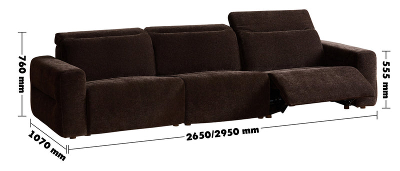 Cream Chenille Velvet Fabric Electric Recliner 4 Seater Sofa LOLO Size Chart