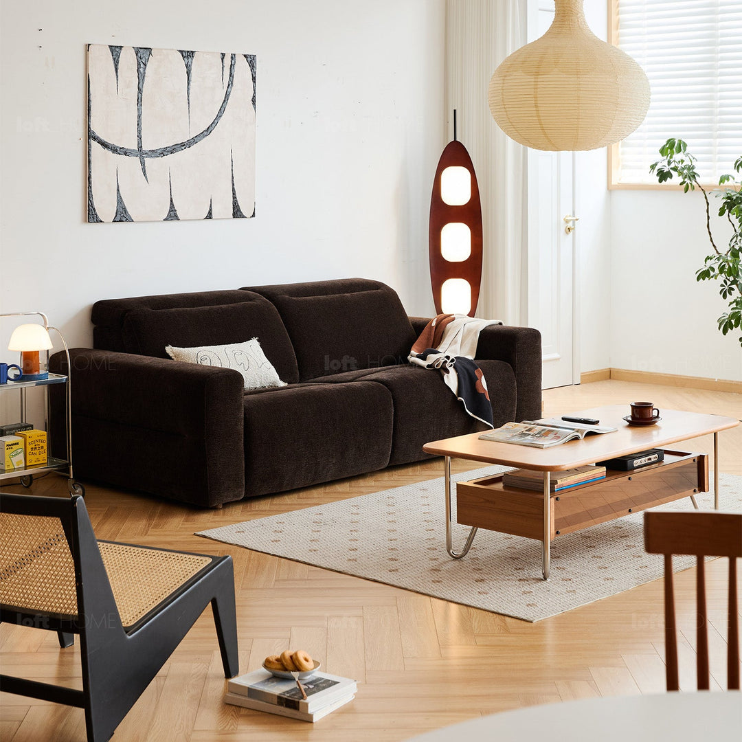 Cream Chenille Velvet Fabric Electric Recliner 2 Seater Sofa LOLO