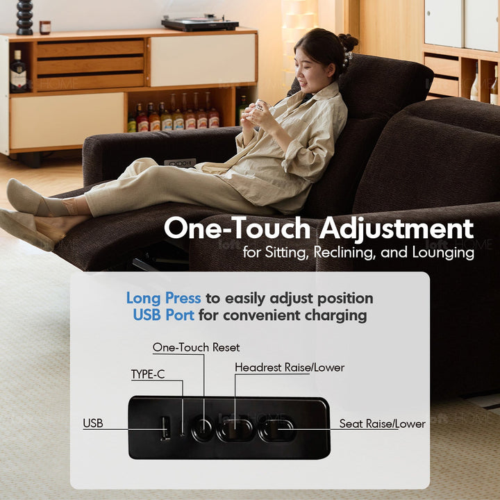 Cream Chenille Velvet Fabric Electric Recliner 2 Seater Sofa LOLO