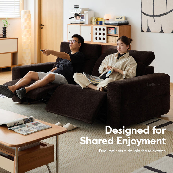 Cream Chenille Velvet Fabric Electric Recliner 2 Seater Sofa LOLO