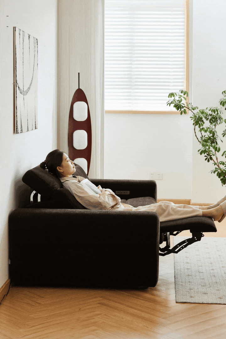 Cream Chenille Velvet Fabric Electric Recliner 2 Seater Sofa LOLO