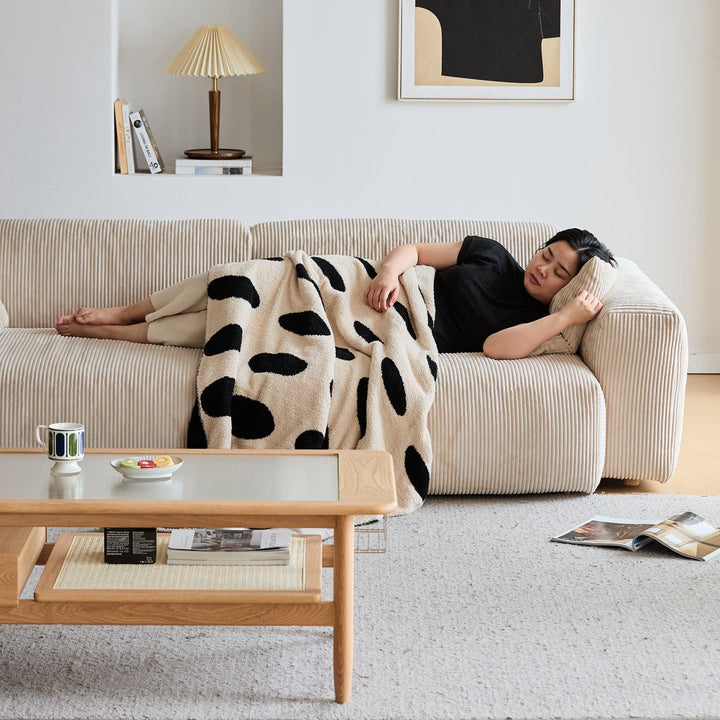 Cream Corduroy Velvet Fabric 2 Seater Sofa SQUARE