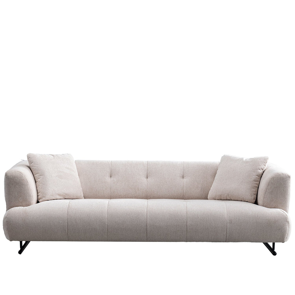 Cream cotton fabric 3 seater sofa verdo in white background.