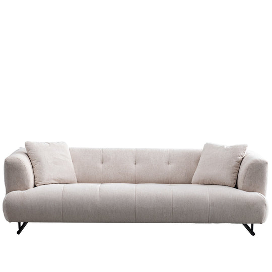 Cream cotton fabric 3 seater sofa verdo in white background.