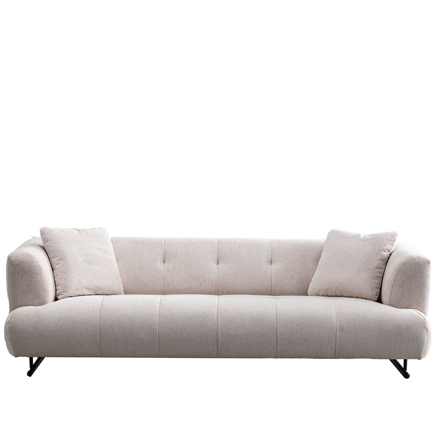 Cream cotton fabric 3 seater sofa verdo in white background.